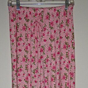 MIA & TESS WOMEN'S LOUNGE PANTS "ROSE BLOOM" DRAWSTRING ELASTIC WAIST SIZE L~NWT